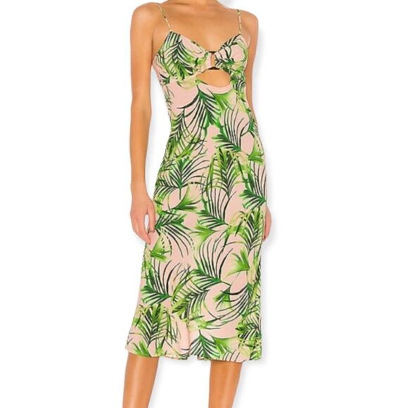 Sun Becomes Her Free People Villa Palm Leaf Midi Dress - Picture 1 of 11